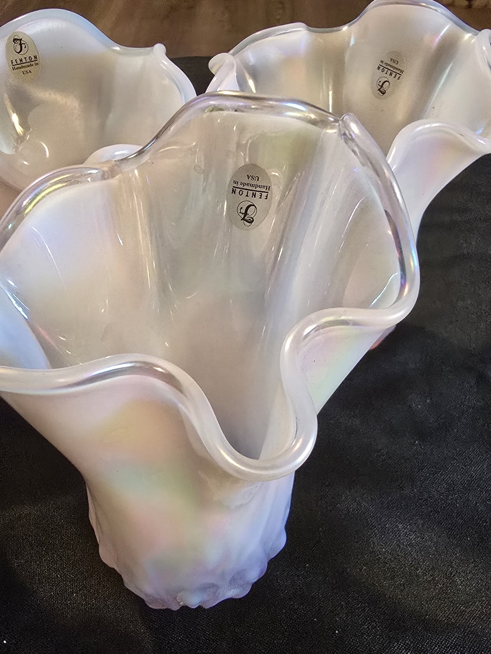Fenton Iridescent Opalescent Flower Vase Shades - Set of 5